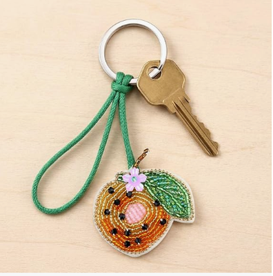 5PCS Colgante de Bolso con Cuentas de Parche, Colgantes de Frutas para Bolso de Verano, Llavero | Colgante de Bolso Pequeño, Pitahaya, Granada, Sandía, Naranja, Limón, Cuentas y Pedrería, Cosido a Mano