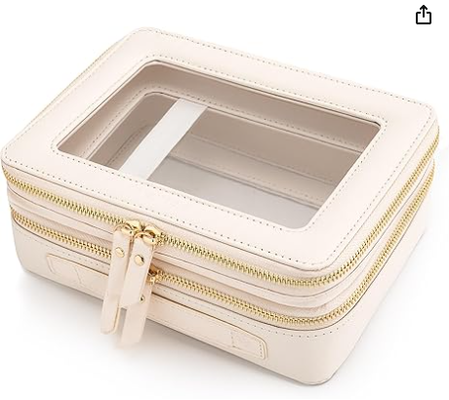 Bolsas de maquillaje transparentes, bolsas cosméticas de doble capa con un compartimento de cepillo separado, bolsas de tocador de viaje, maletín de tren, organizador de accesorios de viaje para mujeres,2 capas