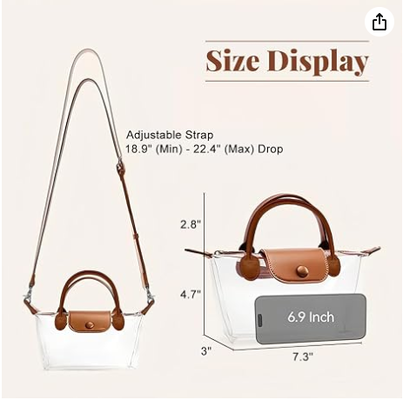 Bolso Transparente para Mujer, Bolsos Cruzados Aprobados para Estadio, Bolso de Estadio para Conciertos y Eventos Deportivos