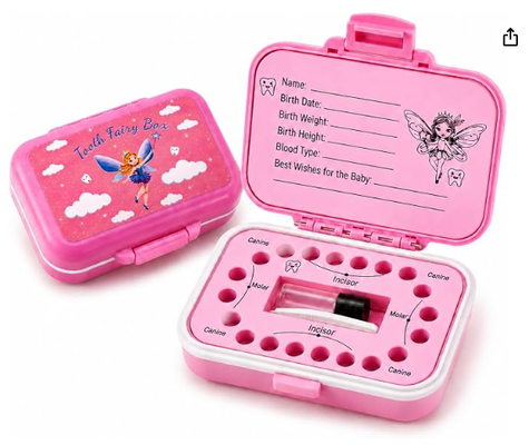 Caja del Hada de los Dientes y Estuche para Guardar Dientes de Leche para Niños - Paja de Trigo Natural y Material PP, Forro EVA Fácil de Escribir