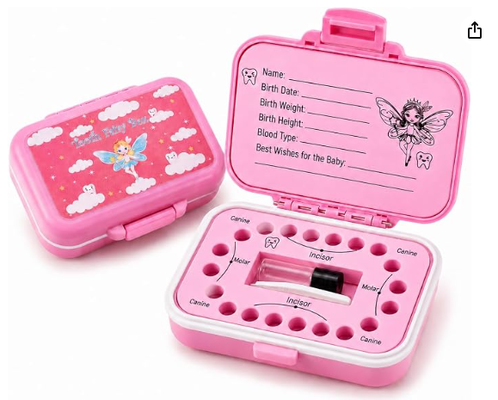 Caja del Hada de los Dientes y Estuche para Guardar Dientes de Leche para Niños - Paja de Trigo Natural y Material PP, Forro EVA Fácil de Escribir