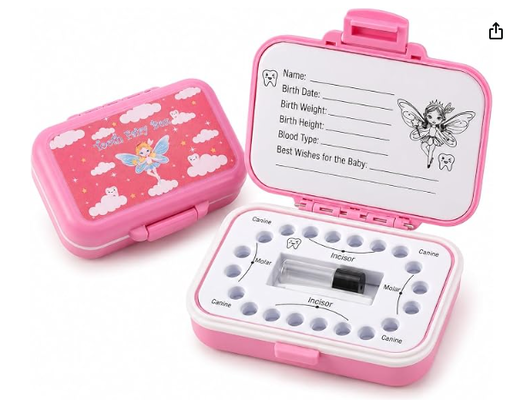 Caja del Hada de los Dientes y Estuche para Guardar Dientes de Leche para Niños - Paja de Trigo Natural y Material PP, Forro EVA Fácil de Escribir