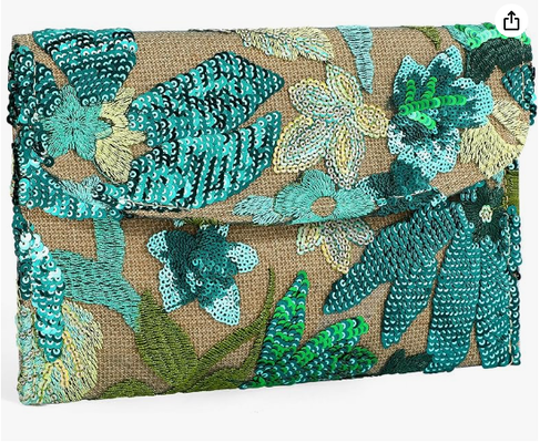 Bolso de bordado con lentejuelas y cuentas, bolso de mano floral con cuentas, bolso de noche de flores, bolsos de mano para mujer