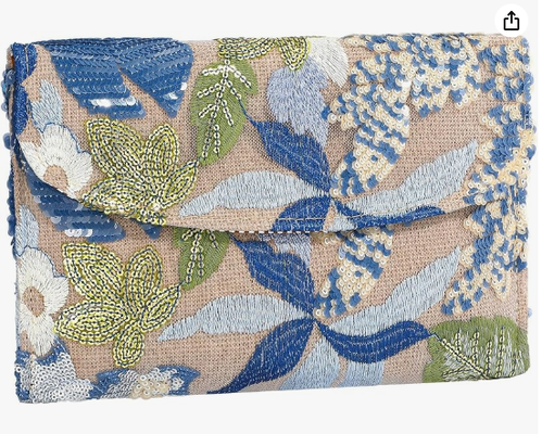 Bolso de bordado con lentejuelas y cuentas, bolso de mano floral con cuentas, bolso de noche de flores, bolsos de mano para mujer