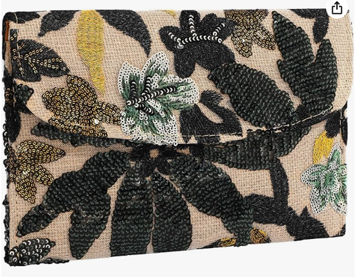 Bolso de bordado con lentejuelas y cuentas, bolso de mano floral con cuentas, bolso de noche de flores, bolsos de mano para mujer