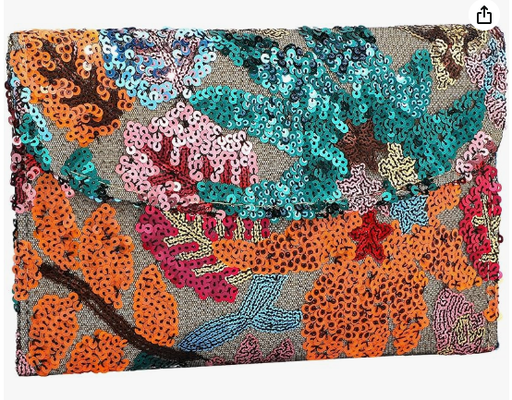 Bolso de bordado con lentejuelas y cuentas, bolso de mano floral con cuentas, bolso de noche de flores, bolsos de mano para mujer