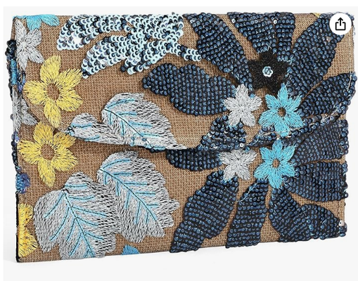 Bolso de bordado con lentejuelas y cuentas, bolso de mano floral con cuentas, bolso de noche de flores, bolsos de mano para mujer
