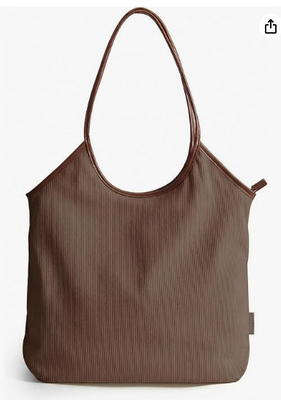 Corduroy Tote Bag for Women with Zipper Casual Shoulder Bag Lightweight Travel Tote Hobo Handbag with PU Leather Handles Beach Bag for Travel Shopping Campus