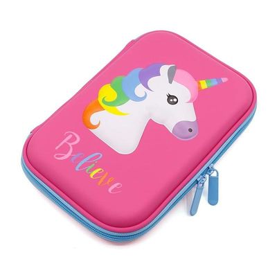 ODM 60Pcs Unicorn EVA Pencil Case 3D que imprime a Logo Pink Color