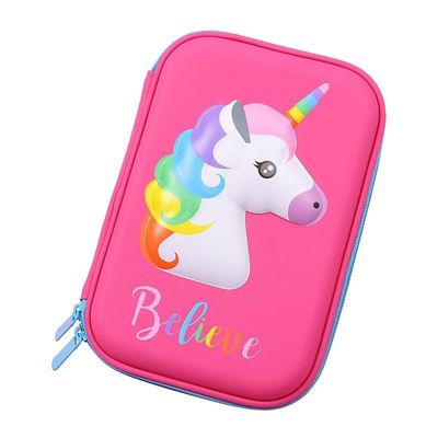 ODM 60Pcs Unicorn EVA Pencil Case 3D que imprime a Logo Pink Color