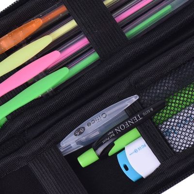 Cuero negro de la PU del poliéster de 3D EVA Hard Case Pencil Pouch 1800D