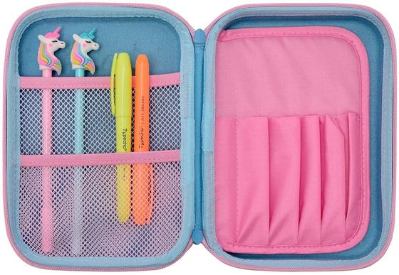 Estuche de Lápices Impermeable de EVA con Diseño de Unicornio en 3D, Bolsillo Elástico e Interior de Espuma Moldeada para Almacenamiento y Transporte