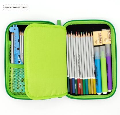 Forro de tela verde fluorescente de la capacidad de EVA Stylish Pencil Case Big