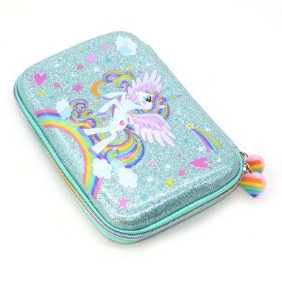 Caja de lápiz dura de cuero de la PU EVA Pencil Box 600D de la lentejuela con la cremallera