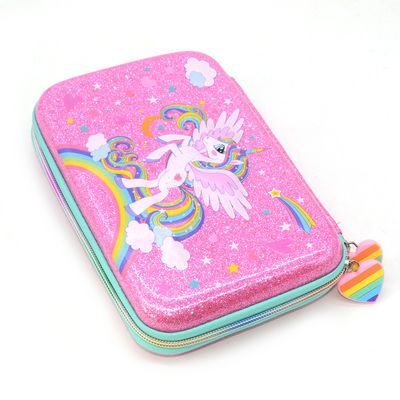 Caja de lápiz dura de cuero de la PU EVA Pencil Box 600D de la lentejuela con la cremallera