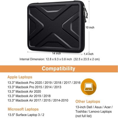 Cuerpo de portátil de manga dura de 13 pulgadas resistente al agua resistente a los golpes portátil de protección de computadora portátil bolsa de transporte para 13.3&quot; MacBook