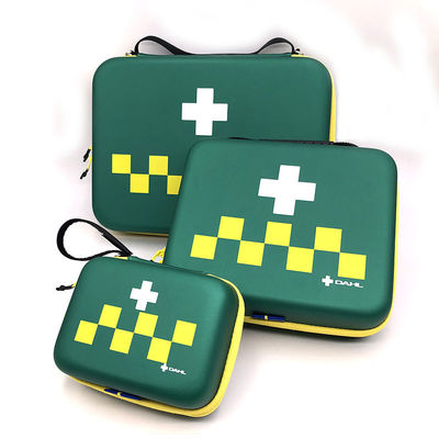 Botiquín de primeros auxilios de grado médico con estuche rígido de EVA con correa de bolsillo de malla y cordón y tirador de cremallera de metal para almacenamiento seguro