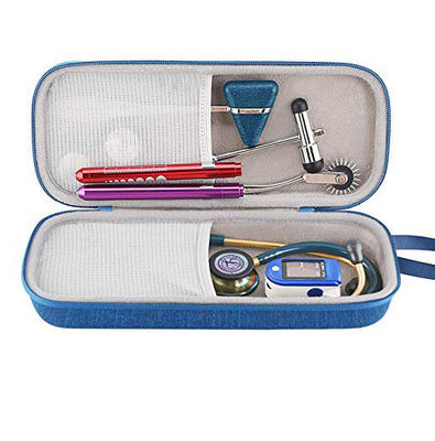 Kit de primeros auxilios de grado médico shockproof impermeable protector EVA caso con cremallera y malla interior acolchado para estetoscopio