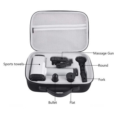 Estuche para pistola de masaje apto para viajes, fabricado con poliéster 900D y materiales EVA que ofrece protección contra golpes y rayones de agua.
