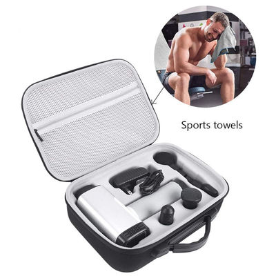 Estuche para pistola de masaje apto para viajes, fabricado con poliéster 900D y materiales EVA que ofrece protección contra golpes y rayones de agua.