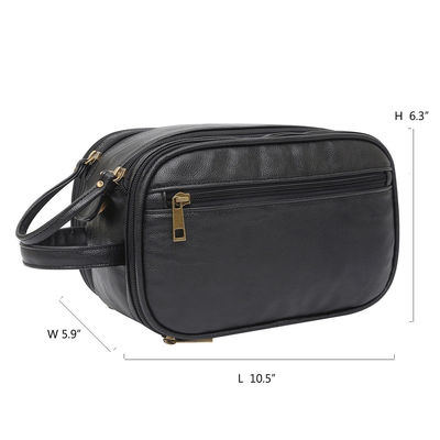Venta caliente de los hombres kits de aseo impermeable material de cuero PU bolsa de viajes con cremallera