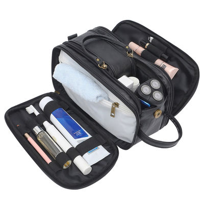 Venta caliente de los hombres kits de aseo impermeable material de cuero PU bolsa de viajes con cremallera
