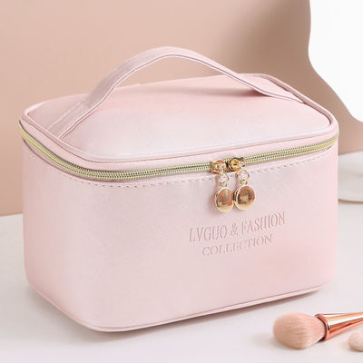 Bolso cosmético de cuero del viaje de la PU del ODM con la guarnición de Multispandex