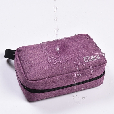Almacenamiento del maquillaje del bolso del lavado del artículo de tocador del tejido de poliester del viaje 600D con la alineación de 210D