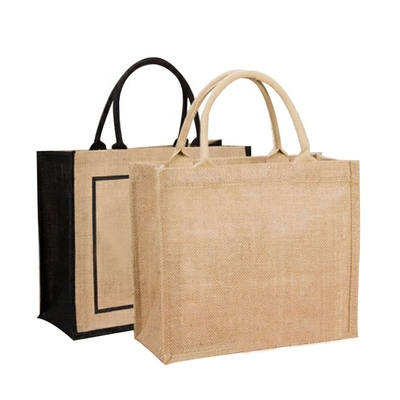 Capa de Tote Bags PE del ultramarinos de las compras del yute de la arpillera de la laminación reutilizable