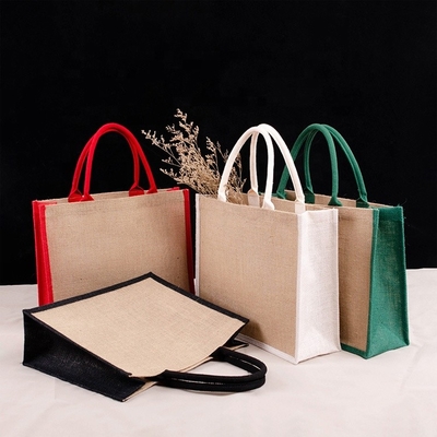 Capa de Tote Bags PE del ultramarinos de las compras del yute de la arpillera de la laminación reutilizable