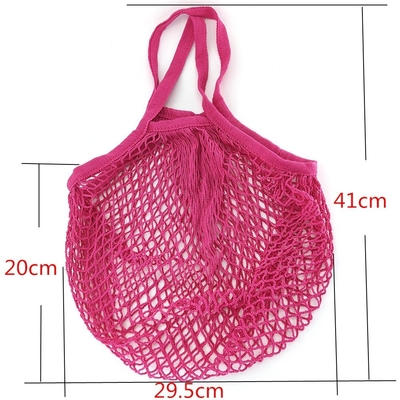 Algodón lavable reutilizable Mesh String Short Handle de los bolsos de ultramarinos de la legumbre de fruta