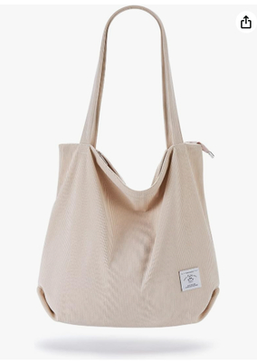 KALIDI Mujeres Bolso de Tote Corduroy Capota Casual Bolso de mano de Tote Bolso de hombro de gran capacidad con bolsillos