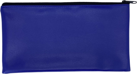Bolsa con cremallera para depósito de seguridad de Blue Bank, exterior de cuero vinílico resistente al agua con forro interior suave. Para almacenamiento de efectivo, cheques, monedas y dinero, y más. 11x6 pulgadas
