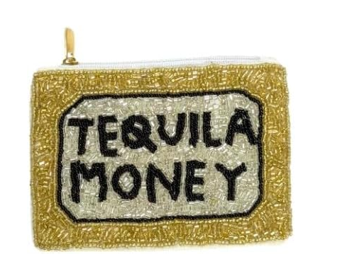 Monedero de tequila para mujer totalmente bordado con cuentas 5.5 * 4.5 * 0.5 pulgadas