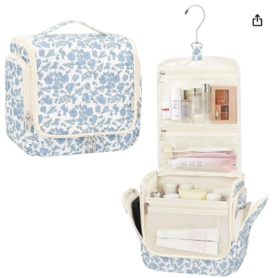 Neceser Colgante para Hombre, Neceser de Viaje para Mujer, Neceser Grande Azul Resistente al Agua, Neceser de Aseo para Ducha, Neceser de Higiene para Baño, Esenciales de Viaje de Cabina